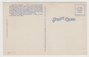 Natural Bridge In Winter Virginia Linen Postcard 1940's - TulipStuff