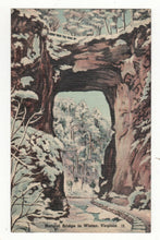 Load image into Gallery viewer, Natural Bridge In Winter Virginia Linen Postcard 1940&#39;s - TulipStuff
