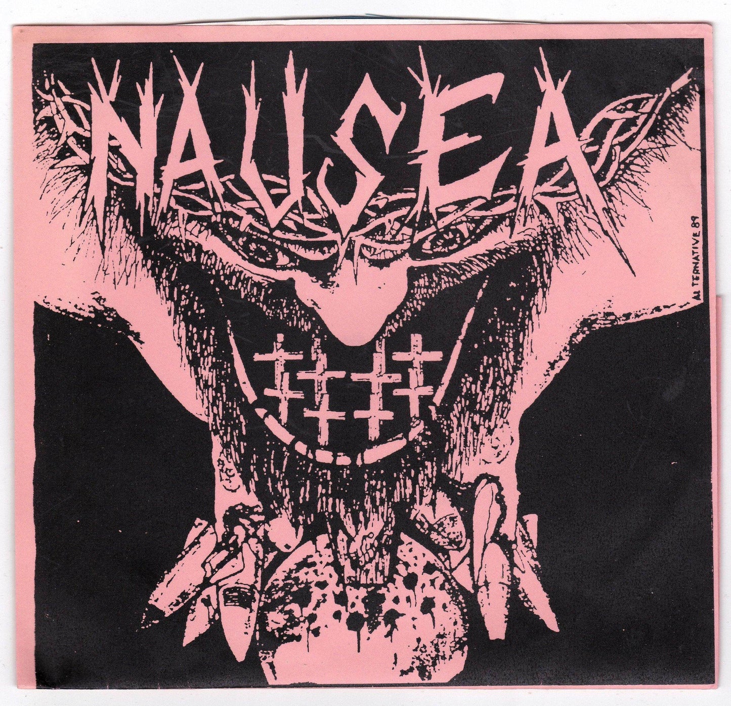 Nausea Extinct Demo 7" EP Vinyl Record NYHC Red Cover Blue Vinyl - TulipStuff