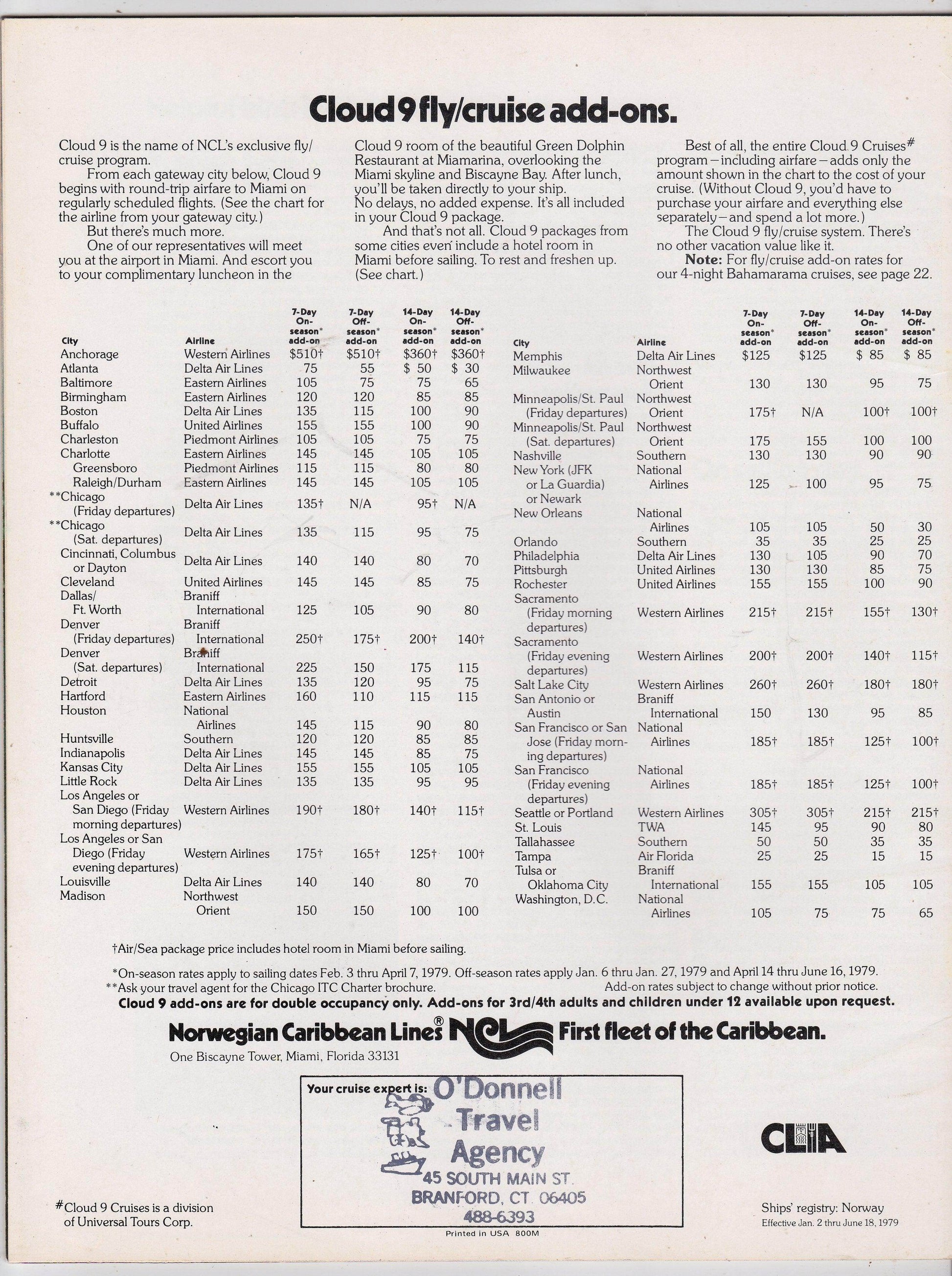 Norwegian Caribbean Southward Starward Sunward II Skyward 1979 Brochure - TulipStuff