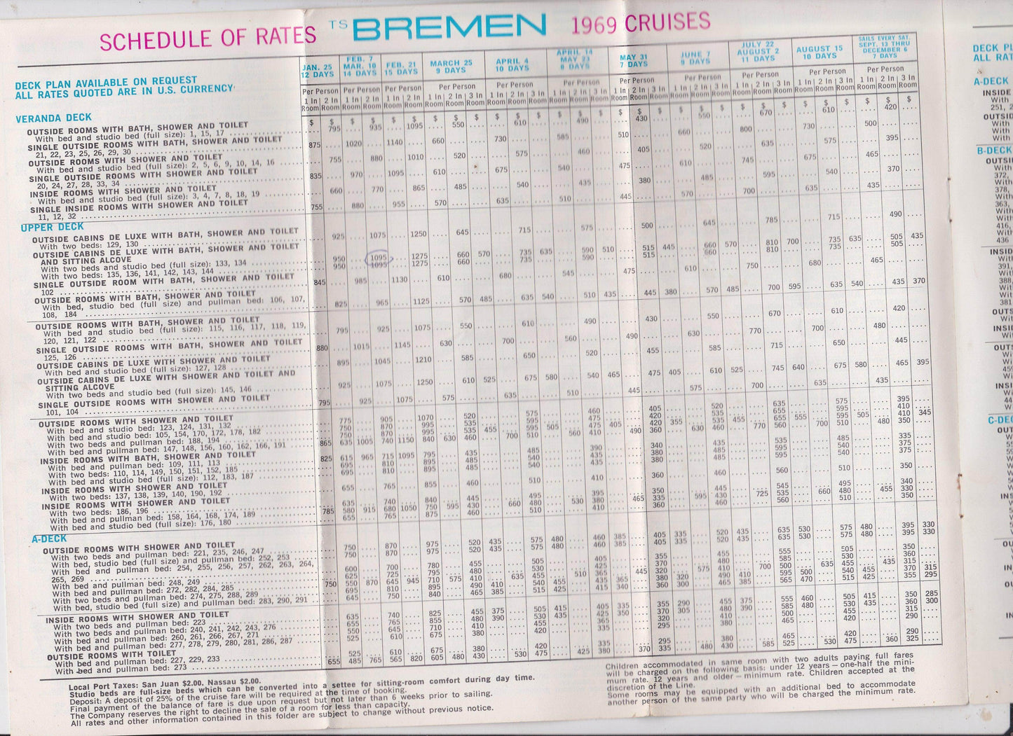 North German Lloyd Line TS Bremen MS EUROPA 1969 Cruise Brochure - TulipStuff