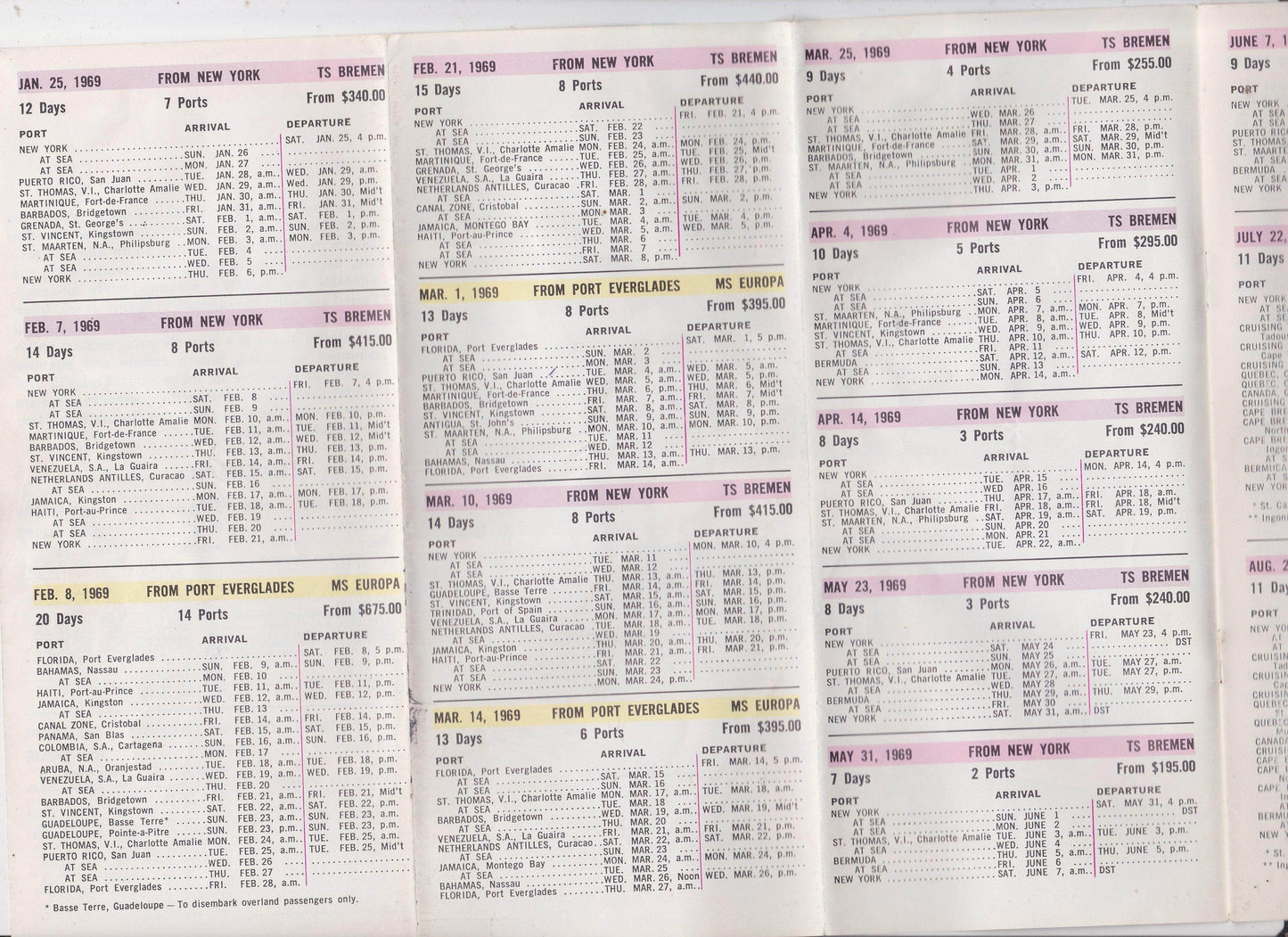 North German Lloyd Line TS Bremen MS EUROPA 1969 Cruise Brochure - TulipStuff