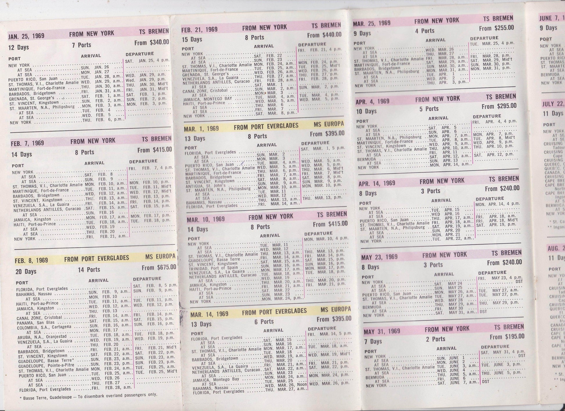 North German Lloyd Line TS Bremen MS EUROPA 1969 Cruise Brochure - TulipStuff