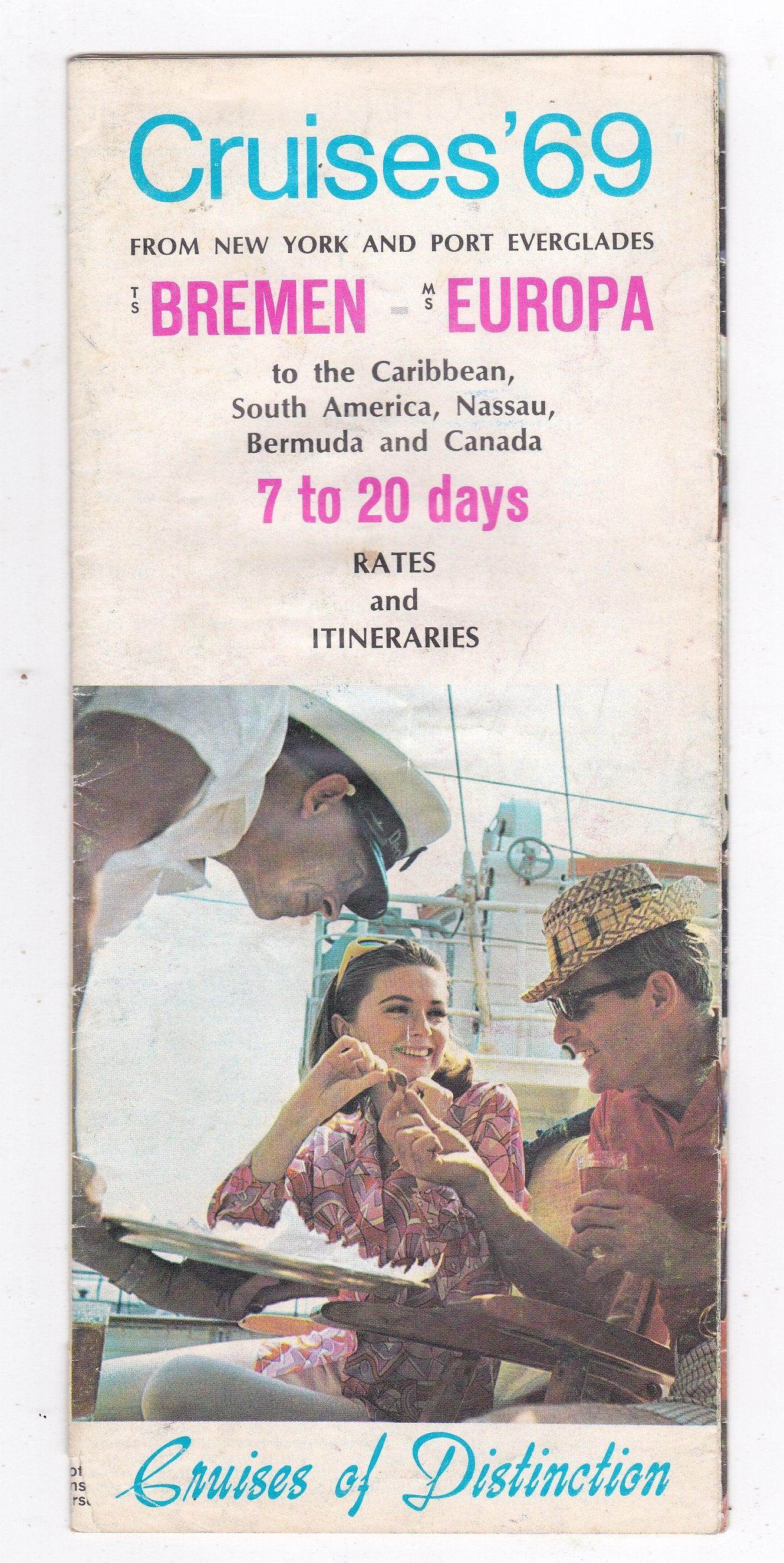 North German Lloyd Line TS Bremen MS EUROPA 1969 Cruise Brochure - TulipStuff
