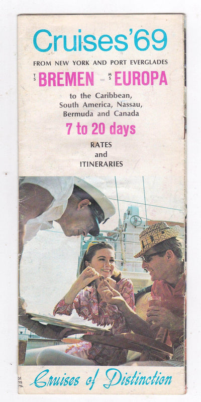 North German Lloyd Line TS Bremen MS EUROPA 1969 Cruise Brochure - TulipStuff