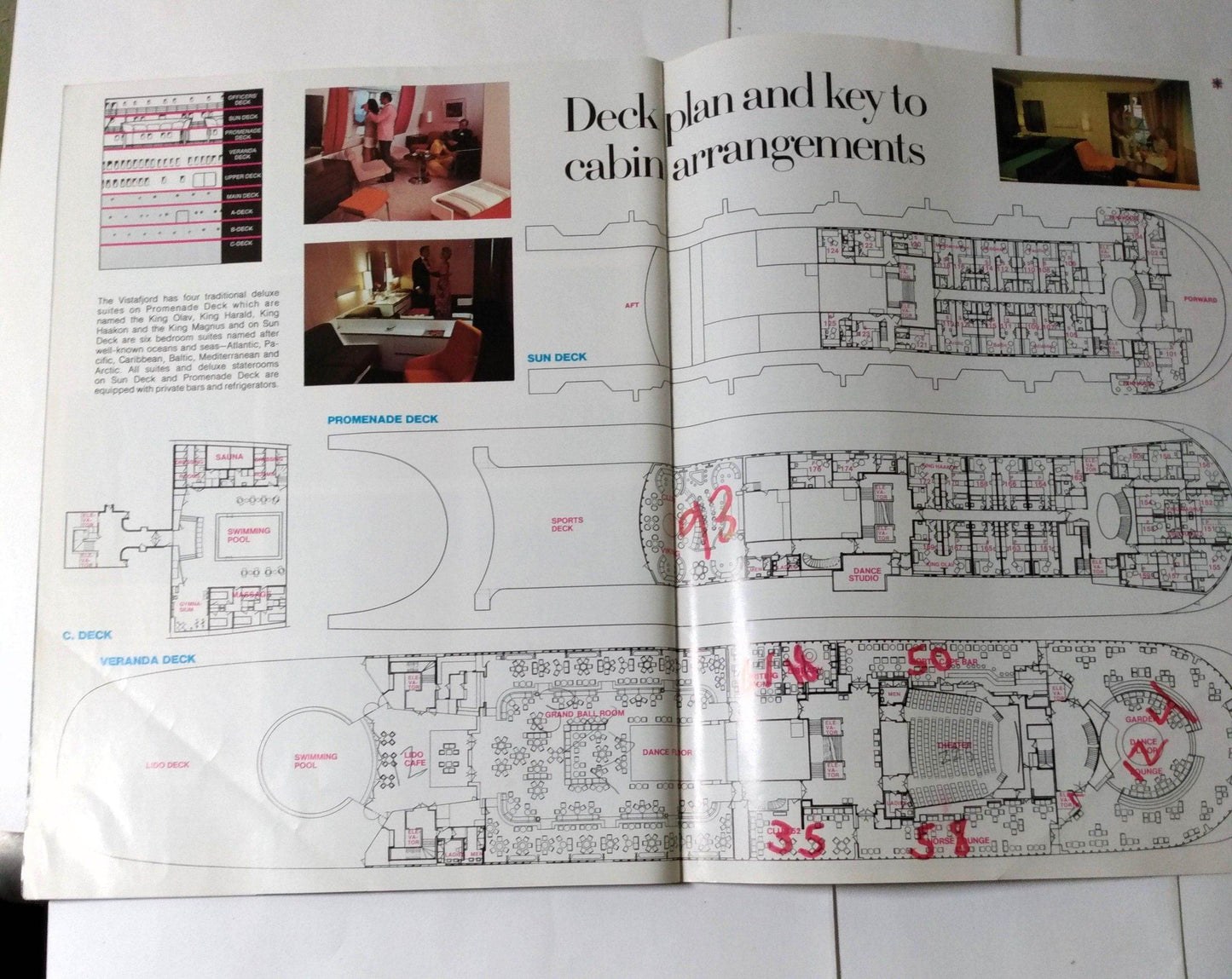 Norwegian America Line Cruise Ship ms Vistafjord 1974 Cruise Brochure - TulipStuff