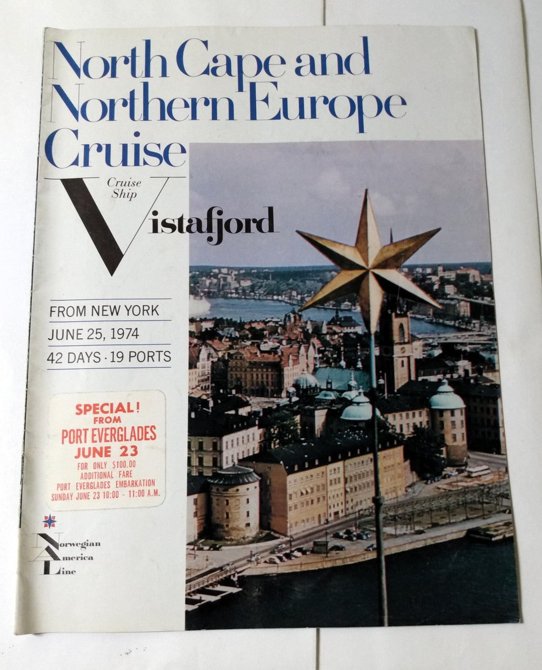 Norwegian America Line Cruise Ship ms Vistafjord 1974 Cruise Brochure - TulipStuff