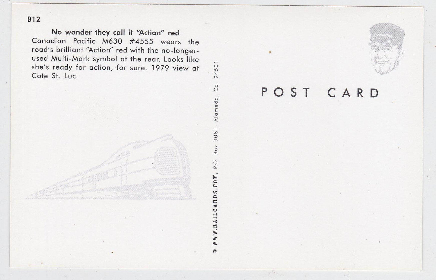 Canadian Pacific CP Rail M630 Locomotive Train at Cote St Luc Postcard - TulipStuff