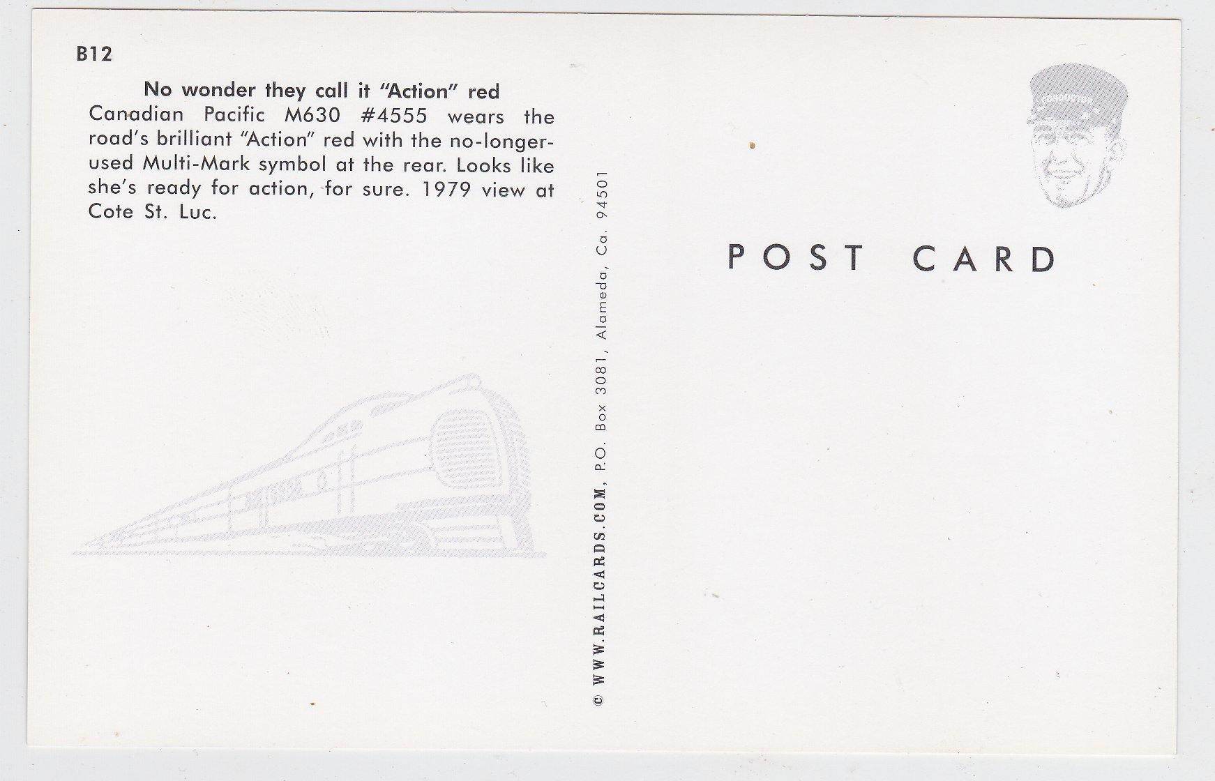 Canadian Pacific CP Rail M630 Locomotive Train at Cote St Luc Postcard - TulipStuff