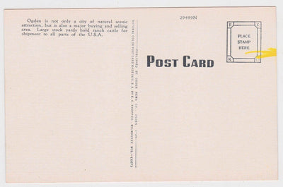 Ranch Cattle Stock Yards Ogden Utah 1940's Linen Postcard - TulipStuff