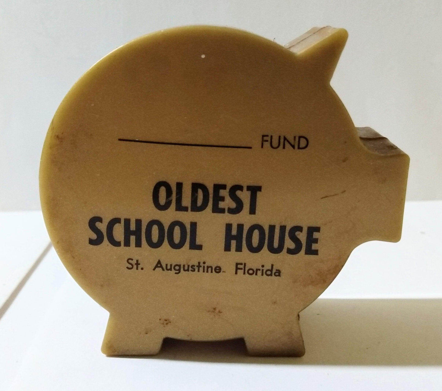 Oldest School House St Augustine Florida 1960's Plastic Piggy Bank - TulipStuff