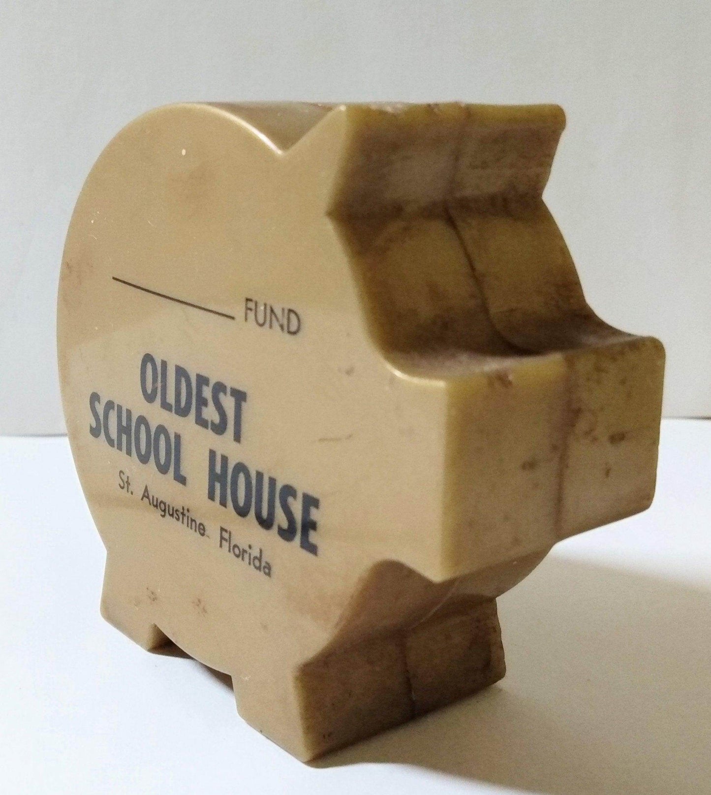 Oldest School House St Augustine Florida 1960's Plastic Piggy Bank - TulipStuff