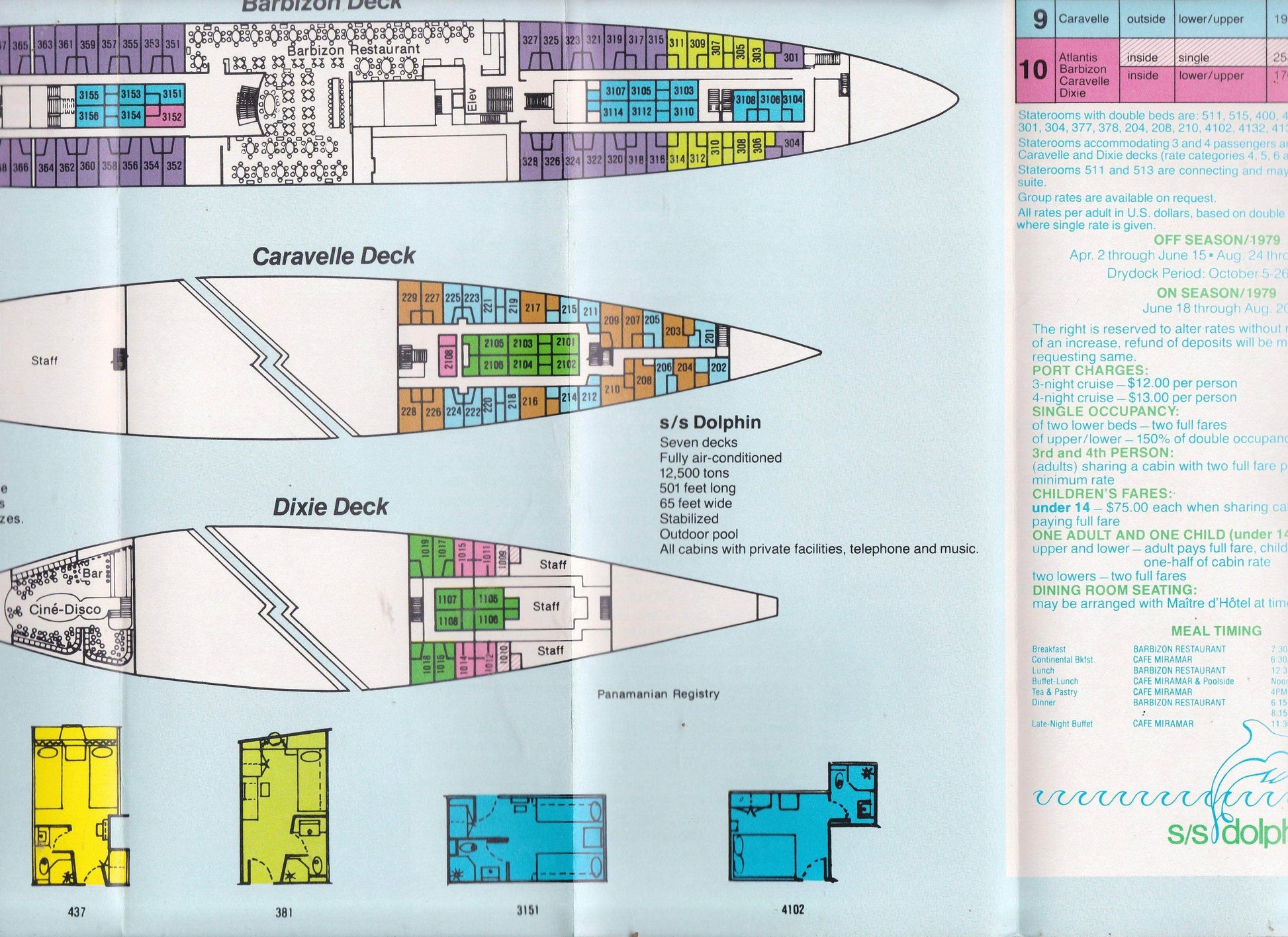 Paquet Ulysses Cruises ss Dolphin 1979 Bahamas Nassau Miami Brochure - TulipStuff