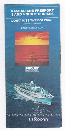 Paquet Ulysses Cruises ss Dolphin 1979 Bahamas Nassau Miami Brochure - TulipStuff