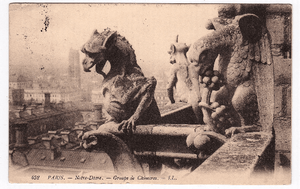 Paris Notre-Dame Group de Chimeres Gargoyles France 1913 - TulipStuff