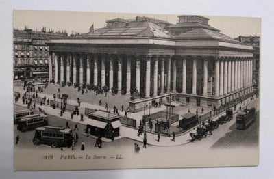 Paris La Bourse Stock Exchange Street Scene 1900's Postcard - TulipStuff