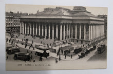 Load image into Gallery viewer, Paris La Bourse Stock Exchange Street Scene 1900&#39;s Postcard - TulipStuff
