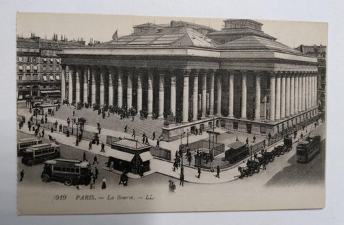 Paris La Bourse Stock Exchange Street Scene 1900's Postcard - TulipStuff