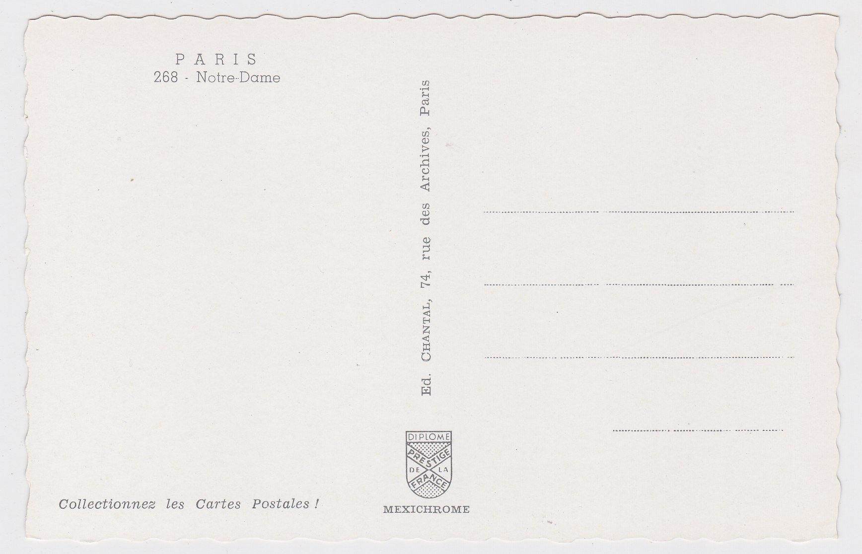 Notre Dame Cathedral Paris France 1963 Postcard - TulipStuff