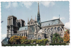 Notre Dame Cathedral Paris France 1963 Postcard - TulipStuff