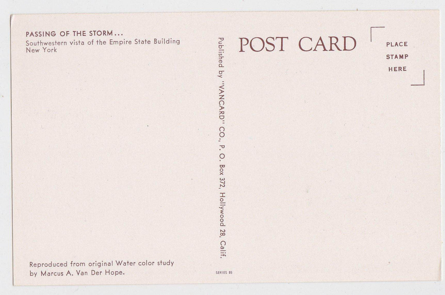 Empire State Building Passing of the Storm New York City 1950's Postcard - TulipStuff