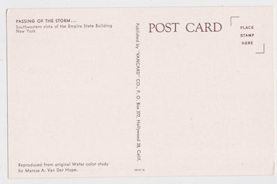 Empire State Building Passing of the Storm New York City 1950's Postcard - TulipStuff