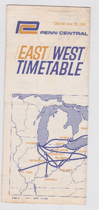 Penn Central Railroad 1969 East West Timetable - TulipStuff