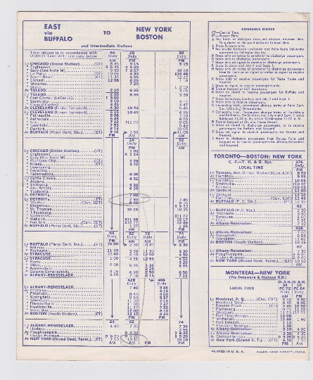Penn Central Railroad 1969 East West Timetable - TulipStuff