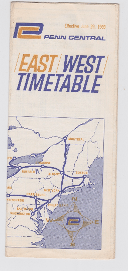 Penn Central Railroad 1969 East West Timetable - TulipStuff