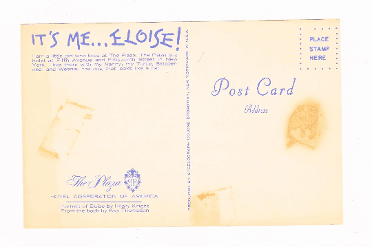 The Plaza Hotel New York It's Me Eloise 1960's Postcard - TulipStuff