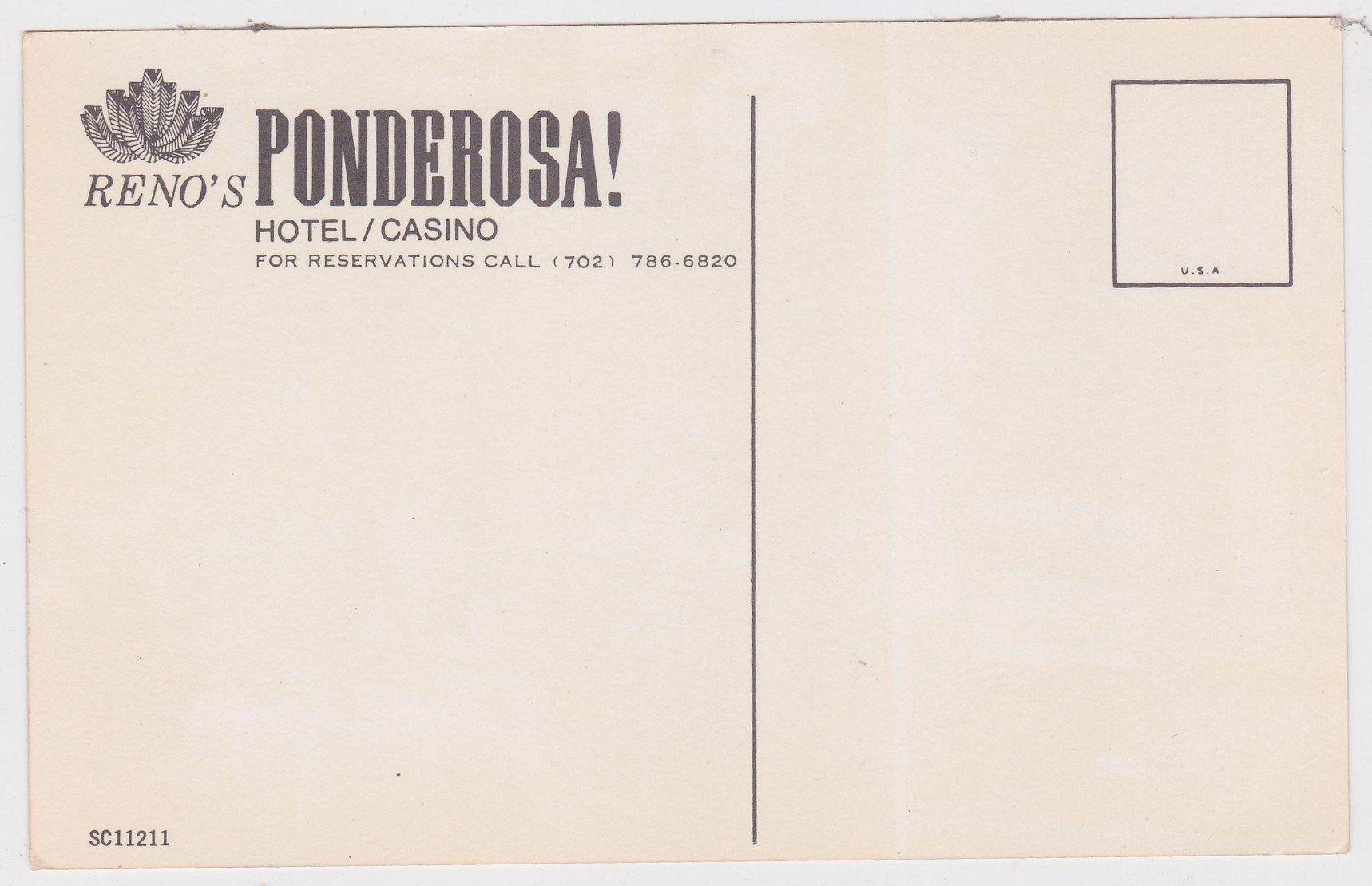 Reno Nevada Ponderosa Hotel and Casino Liberace 1960's Postcard - TulipStuff
