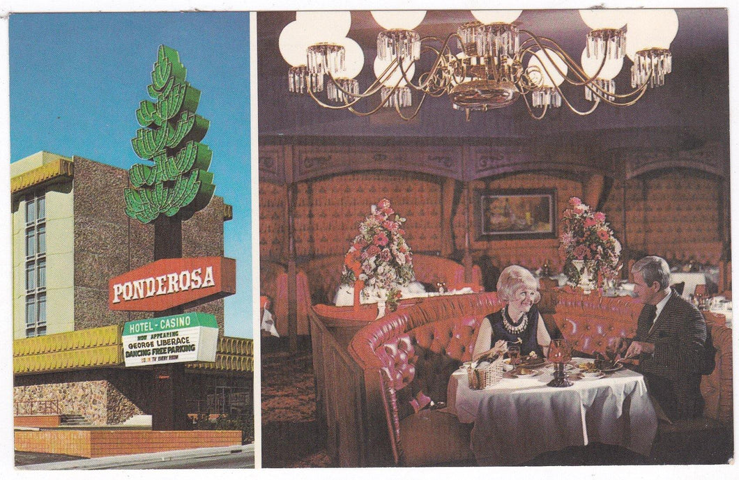 Reno Nevada Ponderosa Hotel and Casino Liberace 1960's Postcard - TulipStuff