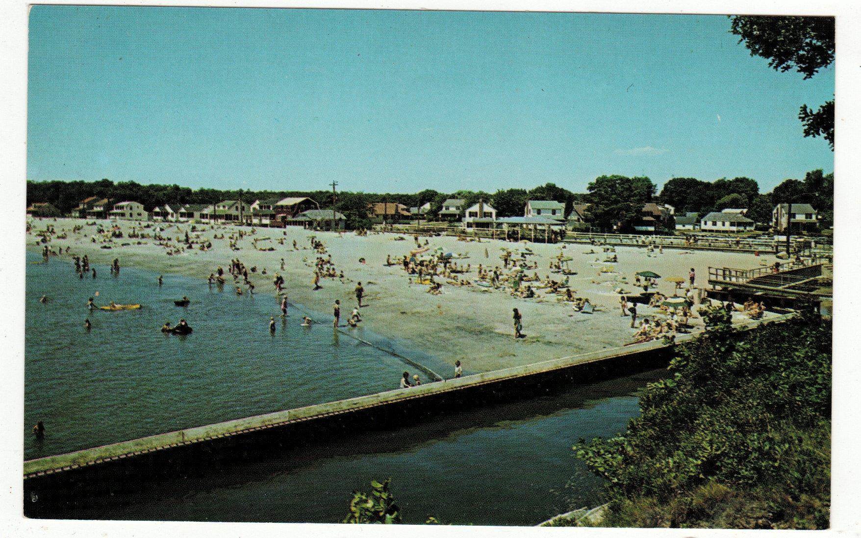 View of Point O' Woods Beach South Lyme Connecticut 1950's Postcard - TulipStuff