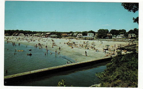 View of Point O' Woods Beach South Lyme Connecticut 1950's Postcard - TulipStuff