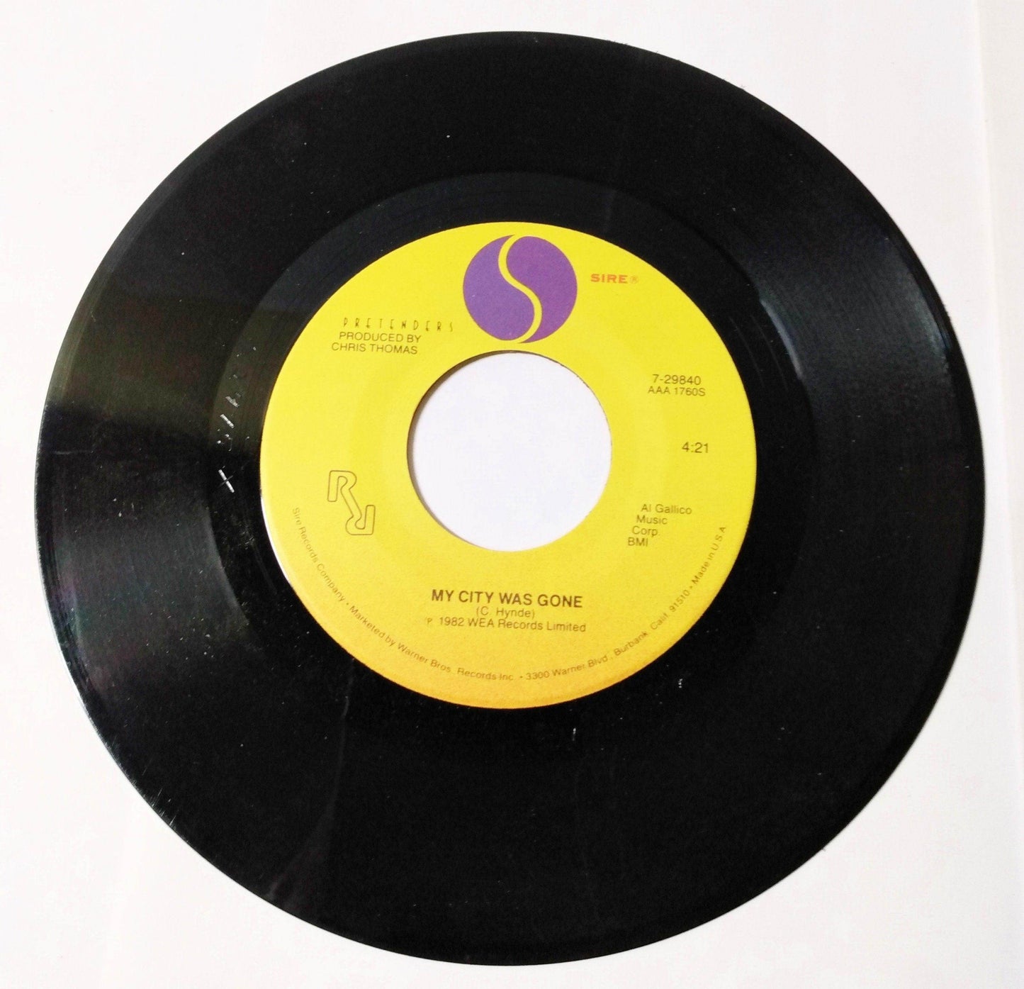 Pretenders Back On The Chain Gang / My City Was Gone 7" Vinyl 1982 - TulipStuff