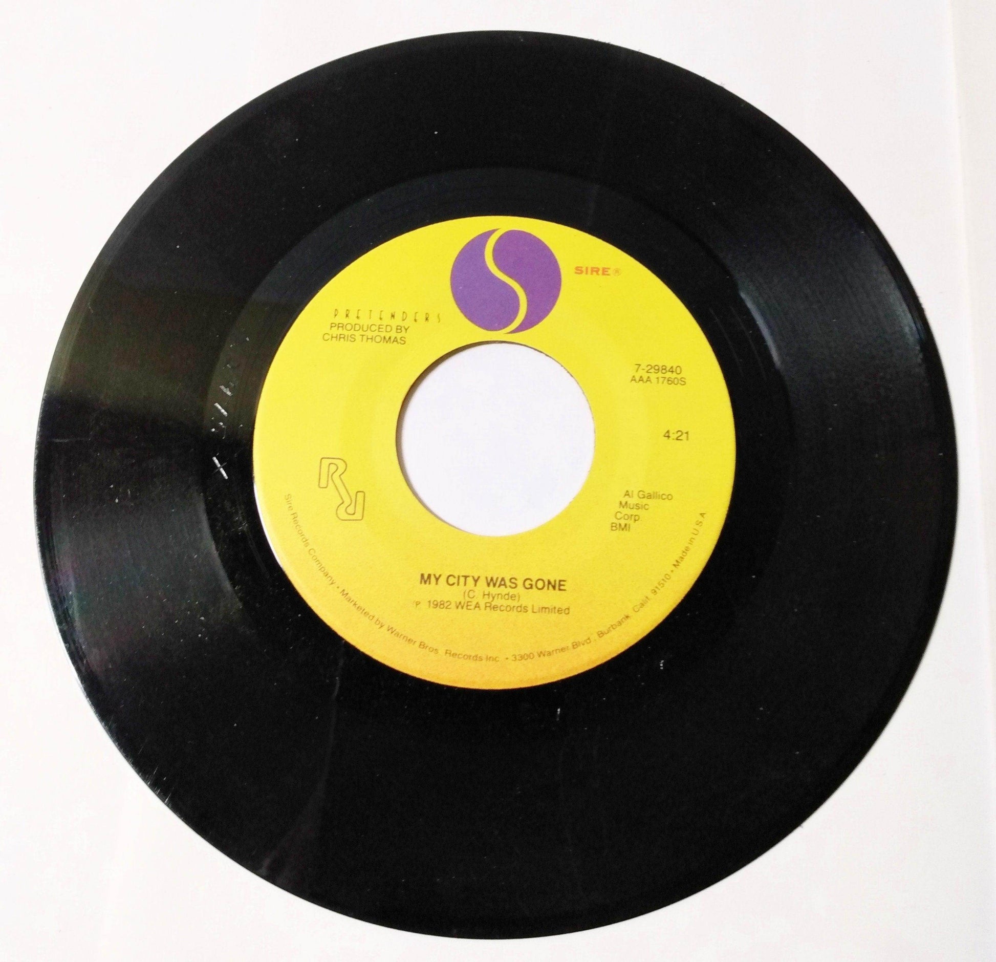 Pretenders Back On The Chain Gang / My City Was Gone 7" Vinyl 1982 - TulipStuff