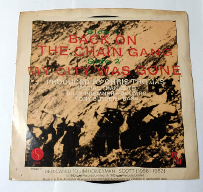 Pretenders Back On The Chain Gang / My City Was Gone 7" Vinyl 1982 - TulipStuff