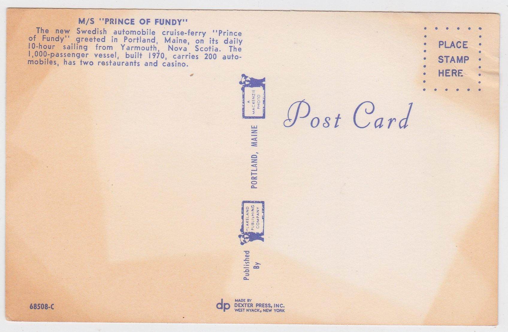 MS Prince of Fundy Cruise Ferry At Portland Maine 1970's - TulipStuff