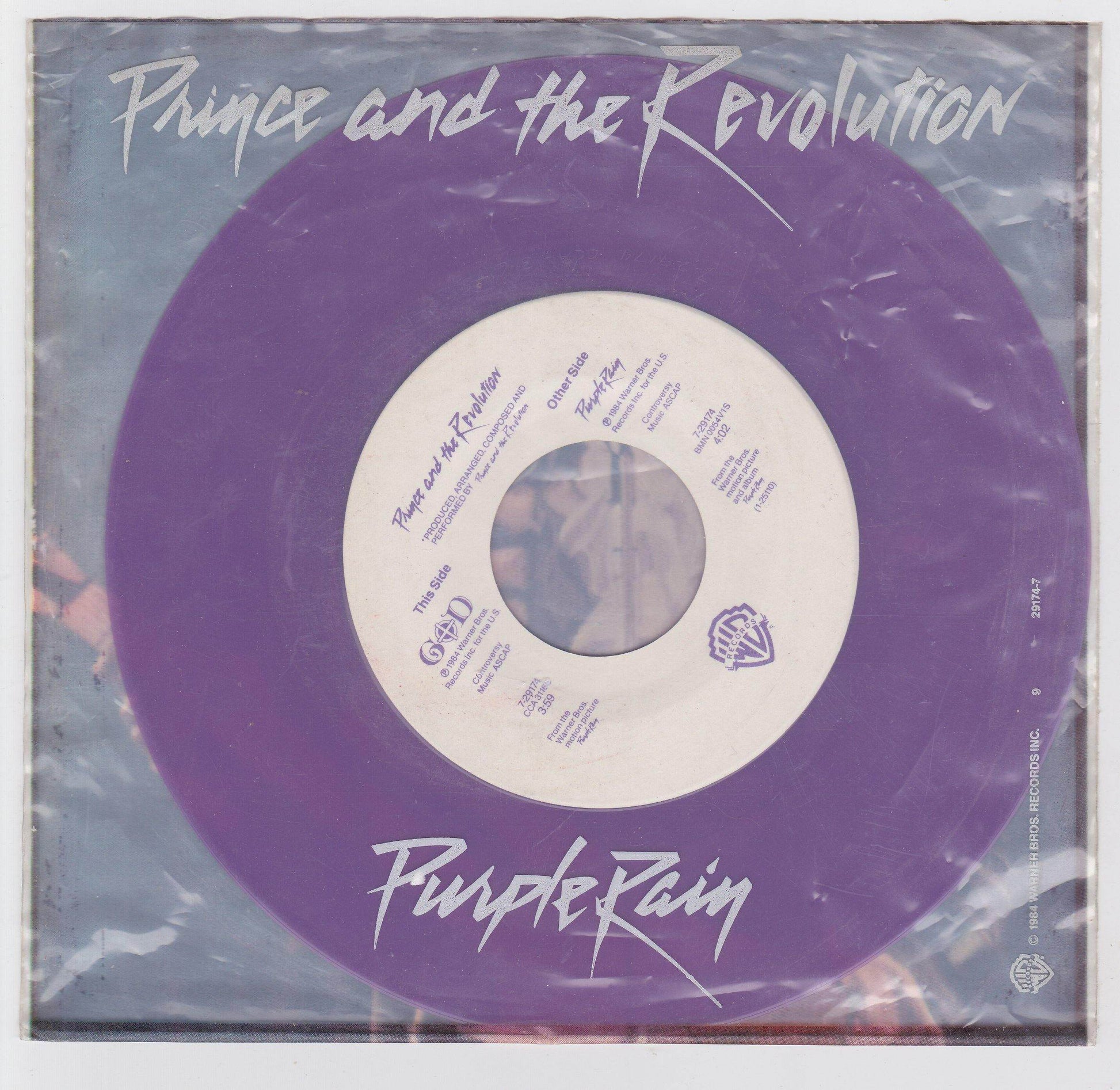 Prince and the Revolution Purple Rain 7" 45rpm Purple Vinyl 1984 - TulipStuff