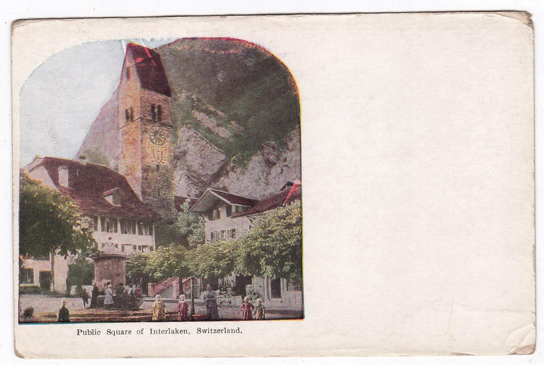 Public Square of Interlaken Switzerland 1900's Postcard - TulipStuff