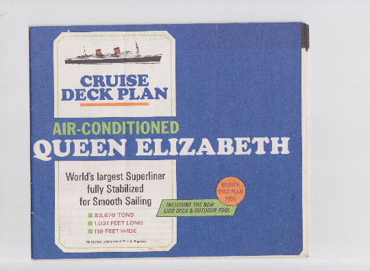 Cunard Line Queen Elizabeth Revised 1966 Large Foldout Deck Plans - TulipStuff