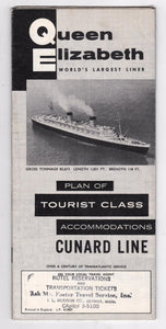 Cunard Line Queen Elizabeth Deck Plans Tourist Class Accommodations 1960's - TulipStuff