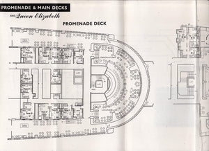 Cunard Line Queen Elizabeth Deck Plans Tourist Class Accommodations 1960's - TulipStuff
