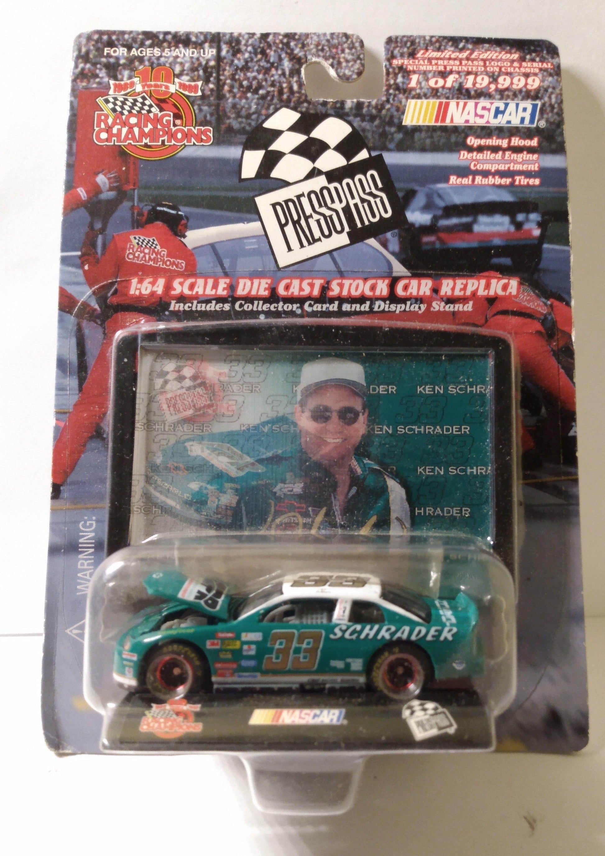 Racing Champions 1999 Press Pass #33 Ken Schrader Monte Carlo - TulipStuff