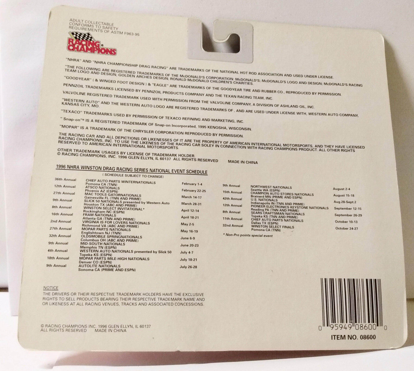 Racing Champions 1996 Premier Edition Joe Amato Top Fuel Dragster - TulipStuff