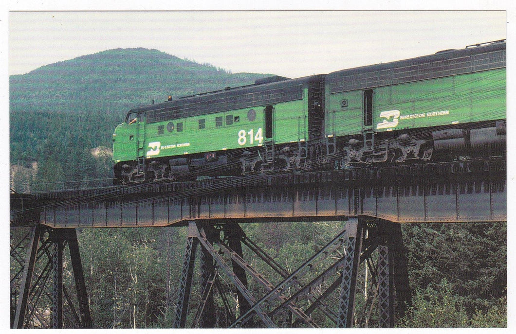 Burlington Northern EMD F9 Locomotive Hungry Horse Montana Postcard - TulipStuff