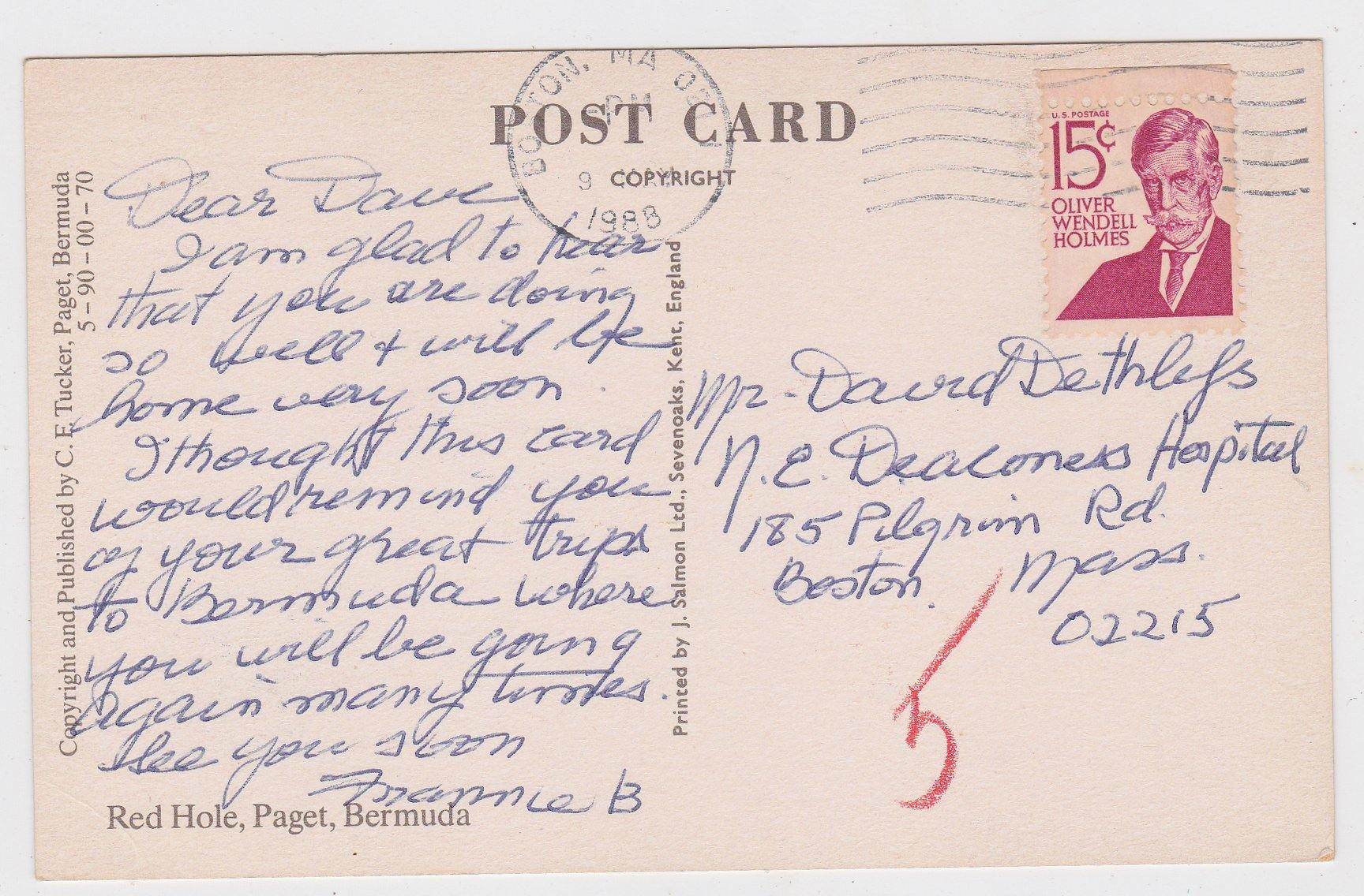 Red Hole Paget Bermuda Ethel Tucker Art Postcard - TulipStuff