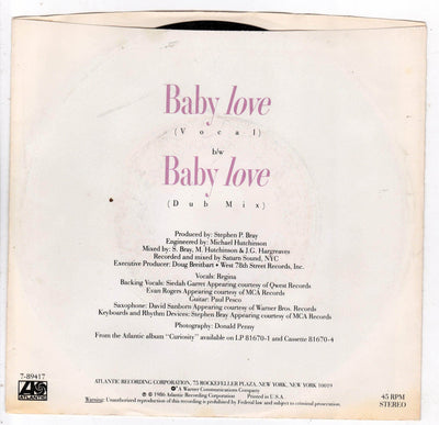Regina Baby Love 7" 45 RPM Vinyl Record SynthPop 1986 - TulipStuff