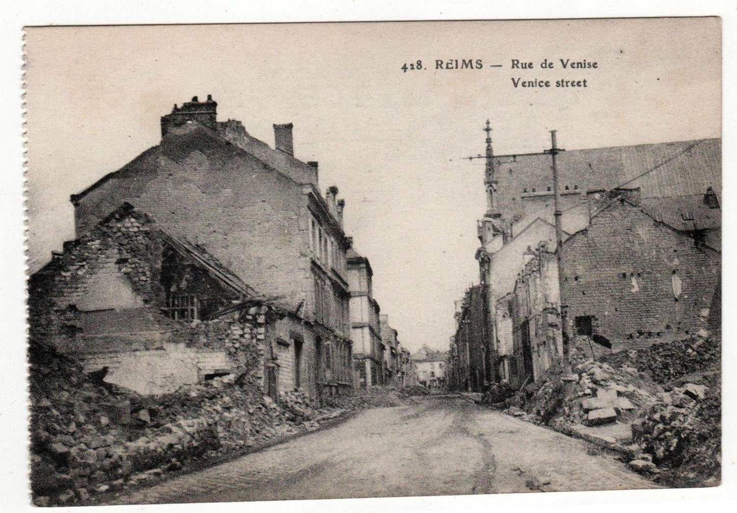 Reims France Rue de Venise Venice Street Ruins World War 1 WW1 1918 - TulipStuff