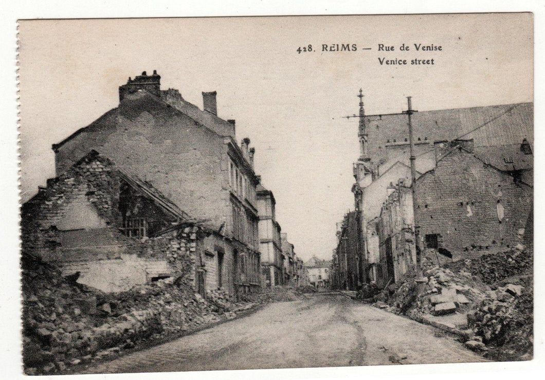 Reims France Rue de Venise Venice Street Ruins World War 1 WW1 1918 - TulipStuff